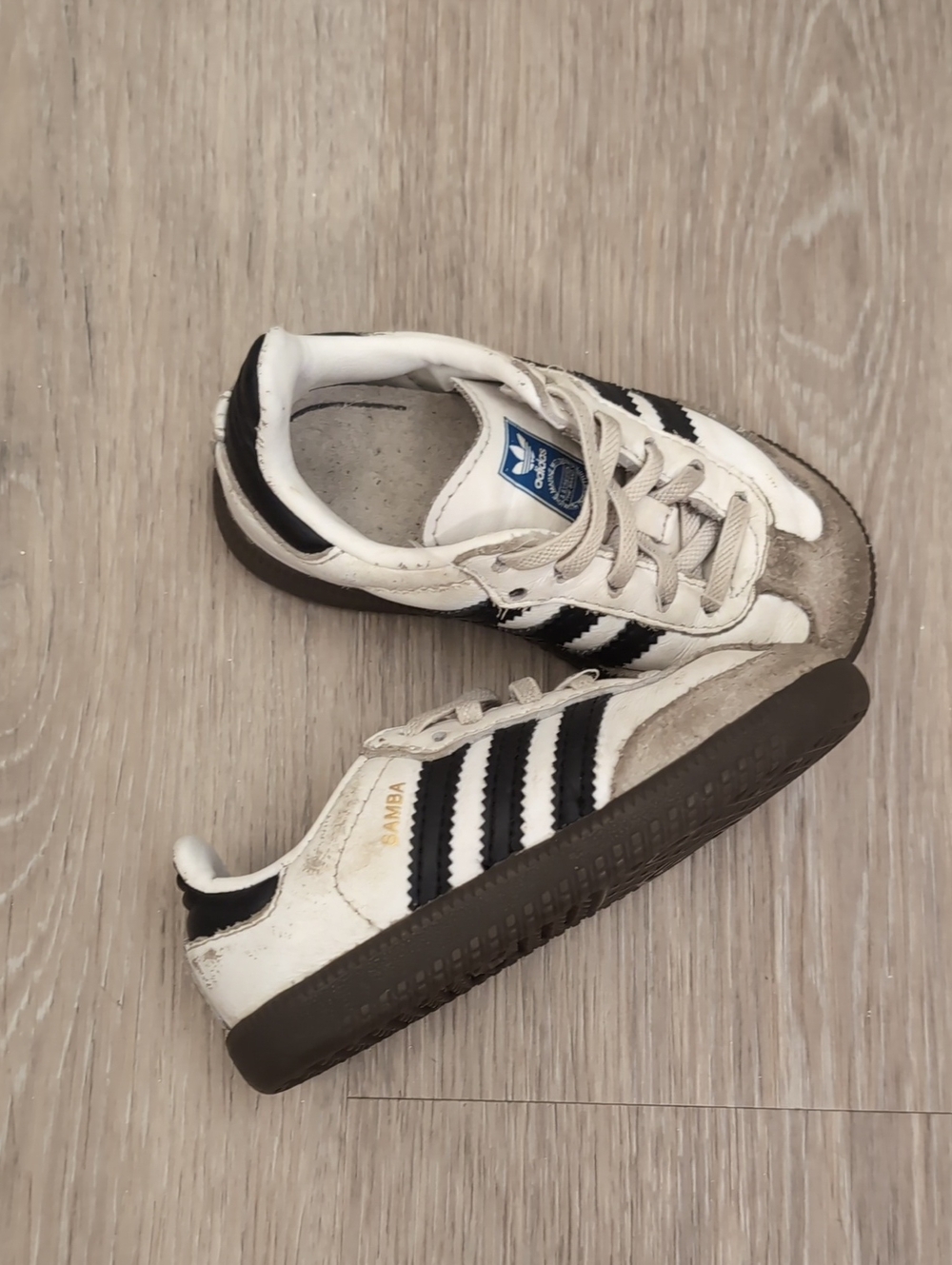 adidas Kids Samba Sneakers in White, Black and Brown